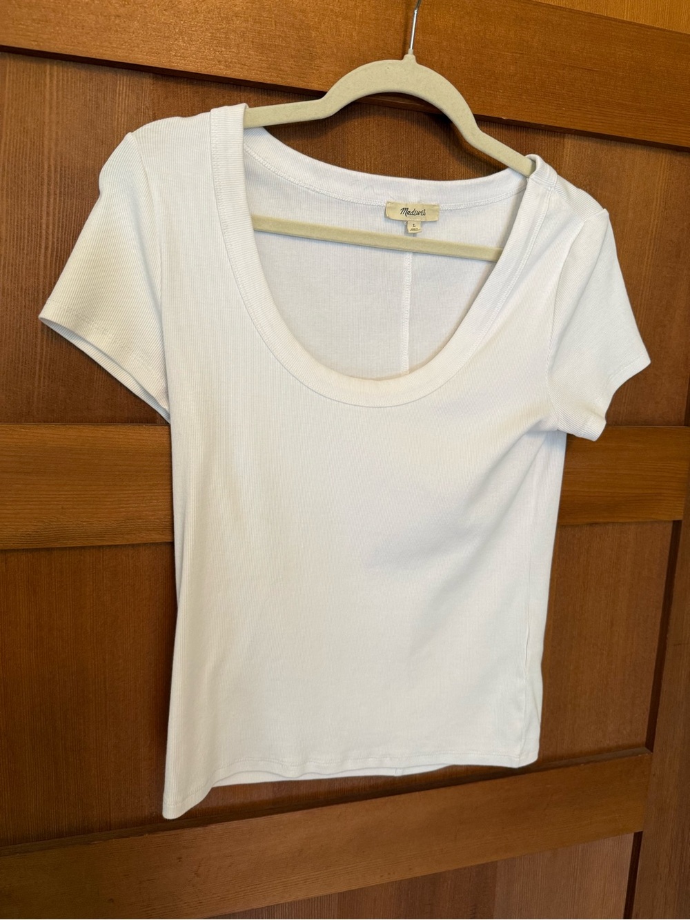 Madewell White Ribbed Tee Large